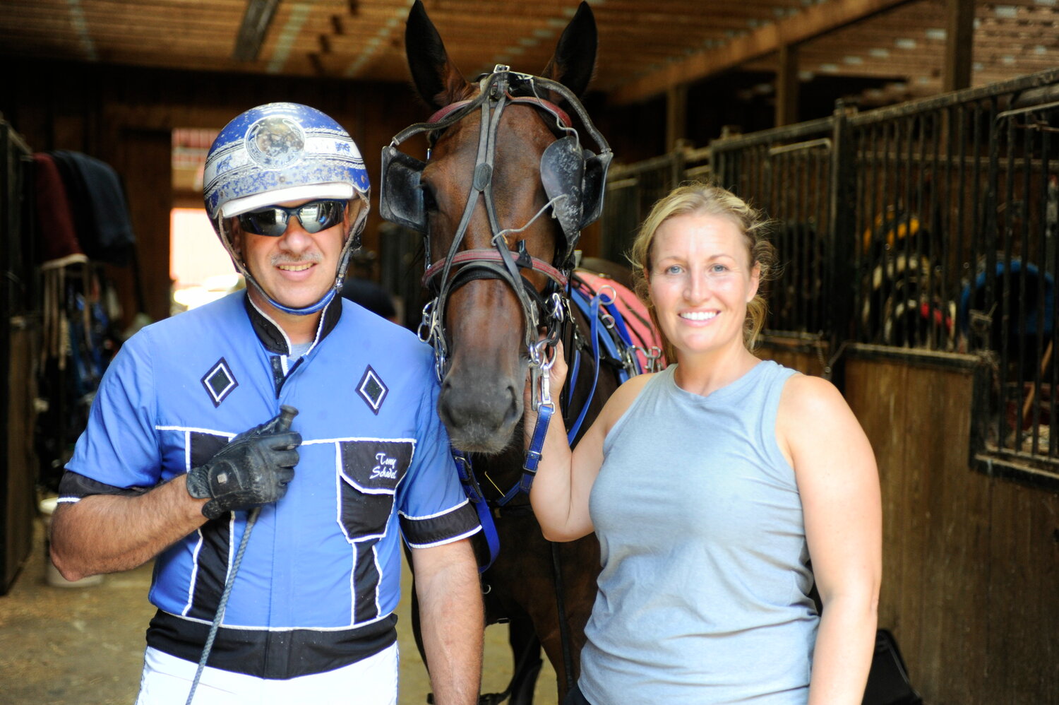 Tony and Linda Schadel in the horse barn at the 161st Wayne County Fair.